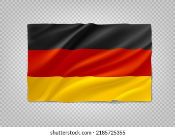 Bandera roja, amarilla y roja de Alemania. 3.d objeto vectorial aislado en transparente