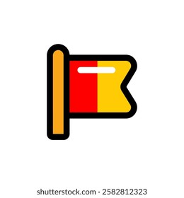 A red and yellow flag icon with a flat design can be used for applications and websites.