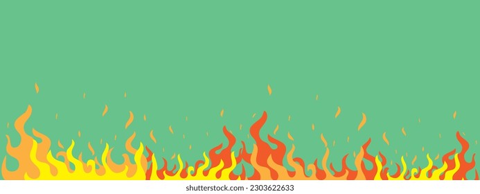 Red yellow flame background. Burning fire decoration element. Fire illustration for design. Flame frame border