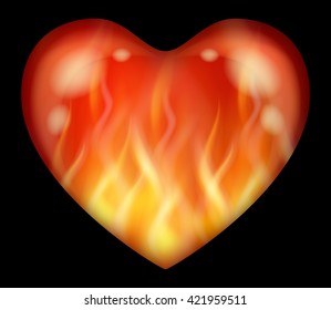 Red Yellow Flaming Valentine Heart Fire Stock Vector (Royalty Free ...