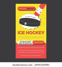 Red Yellow Flat Design Ice Hockey Tournament Social Media Story