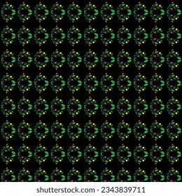 Red yellow floral pattern among green leaves, A seamless floral chintz pattern for apparel design.This design is perfect placement,Design for fashion , fabric, textile, wallpaper, cover, web , wrappin