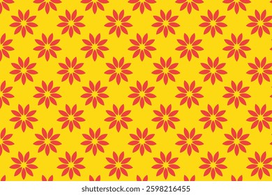 Red and yellow floral pattern. Perfect for feminine designs, textiles, and spring themes.