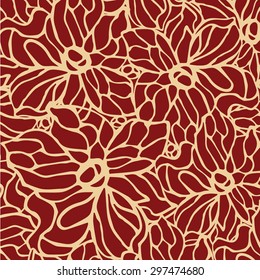 Red And Yellow Flowers Background, Art Nouveau