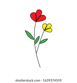 red and yellow flowers isolated over white background. vector illustration