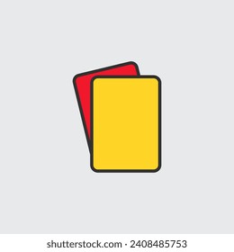 Red and yellow football soccer referee cards. competition game judge. Stock vector illustration isolated