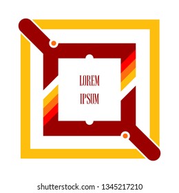 Red and yellow frame. Vector frame for text Modern Art graphics for hipsters. element for design business cards, invitations, gift cards, flyers and brochures