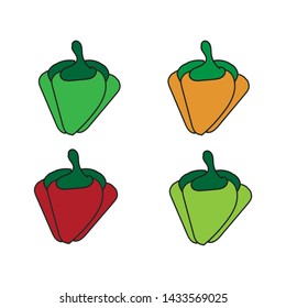 Red and yellow fresh cartoon bell peppers vegetables
