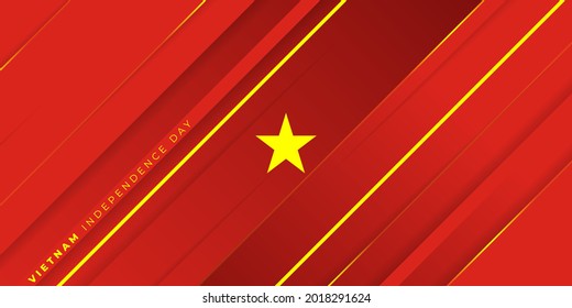 Red yellow geometric background with yellow star design for Vietnam independence day. Good template for Vietnam national day or independence day design.