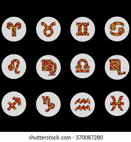 Red and yellow geometric zodiac signs