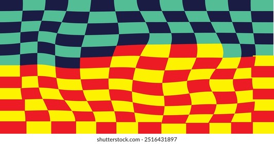 Gingham vermelho e amarelo. O resumo verifica o padrão vetorial sem emenda. textura quadriculada. verde claro, azul escuro, fundo do tabuleiro de xadrez vermelho e amarelo.