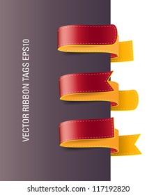 Red / yellow glossy vector ribbon tags collection