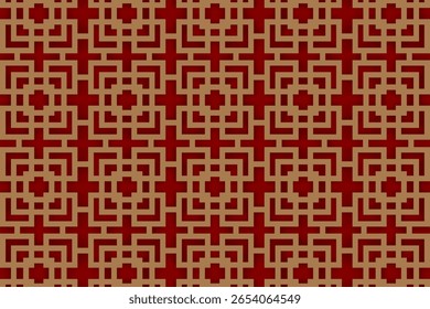 Fundo de ouro vermelho e amarelo para bandeira de ano novo chinês, padrão de lanterna oriental chinês vetor chinês no interior da parede vermelha para o design da exposição do produto, fundo do estúdio com quadro de lanterna de ouro amarelo 