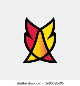 Red and Yellow Gradation Double Wings Logo Design for Company Template - Vector Illustration
