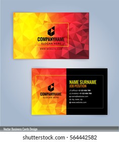 Red to Yellow Gradient and Black Color modern business card template, Illustration Vector 10
