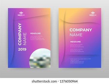 Red yellow gradient business annual report brochure flyer design. Multipurpose abstract brochure template, include cover & back pages. Liquid geometric flyer leaflet vector design. Vertical A4 format
