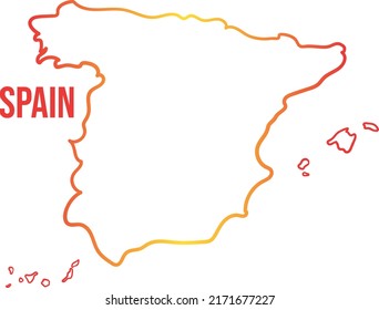 Mapa del contorno del gradiente rojo y amarillo de España