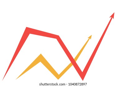 red and yellow graphics with arrows on white background