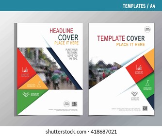 red yellow green abstract  flat vector annual report leaflet brochure template A4 size design.flyer modern multipurpose style.book cover layout design.