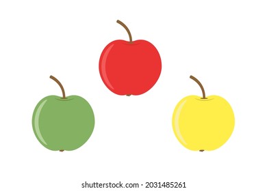 Red, yellow and green apples.Vector illustration, isolated on a white background.