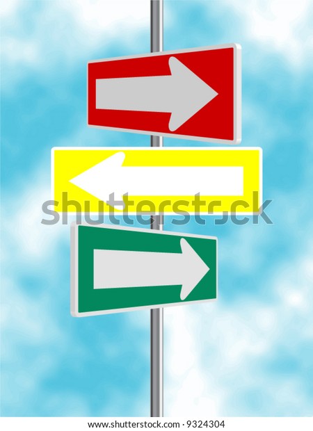 Red Yellow Green Arrow Road Signs Stock Vector (Royalty Free) 9324304