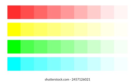 Red, yellow, green, blue color palette. Set of bright color palette combination in rgb hex. Color palette for ui ux design. Abstract vector illustration for your graphic design