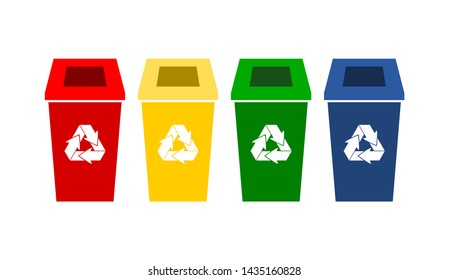 Red Yellow Green Blue Recycle Bin Stock Vector (Royalty Free ...