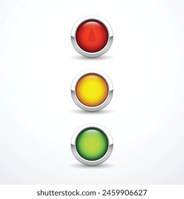 Red yellow green button set. Vector illustration