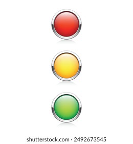 Red yellow green button set. Vector illustration