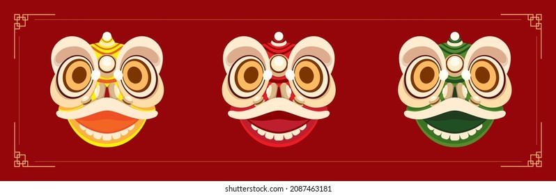 red yellow green chinese mascot dragon dance design vector as a variation of the chinese new year. 