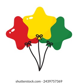 Red, yellow and green colored balloon icons as the colors of the black history month flag. For Juneteenth and Black History Month. Flat design illustration.