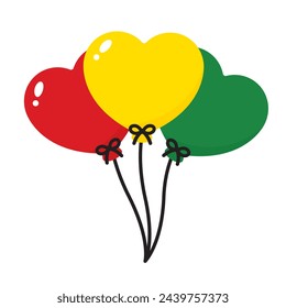 Red, yellow and green colored balloon icons as the colors of the black history month flag. For Juneteenth and Black History Month. Flat design illustration.