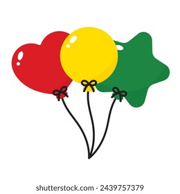 Red, yellow and green colored balloon icons as the colors of the black history month flag. For Juneteenth and Black History Month. Flat design illustration.