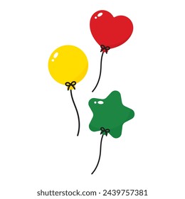 Red, yellow and green colored balloon icons as the colors of the black history month flag. For Juneteenth and Black History Month. Flat design illustration.