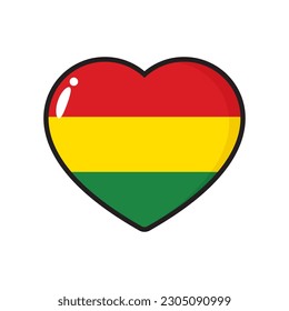 Red, yellow and green colored heart shape icon as the colors of Black History Month flag. Flat vector illustration.