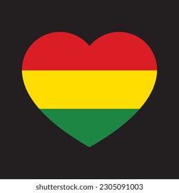 Red, yellow and green colored heart shape icon as the colors of Black History Month flag. Flat vector illustration.
