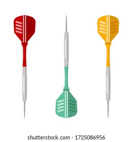 Red, Yellow and Green Darts Set Isolated on White Background. Dart Icons.