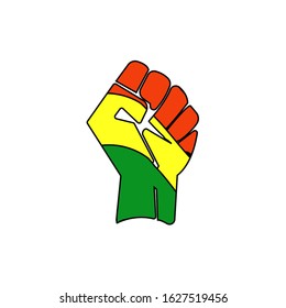 red yellow and green fist
