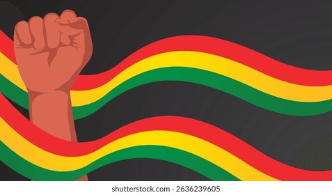 Red yellow green flag with clenched fist. Freedom background