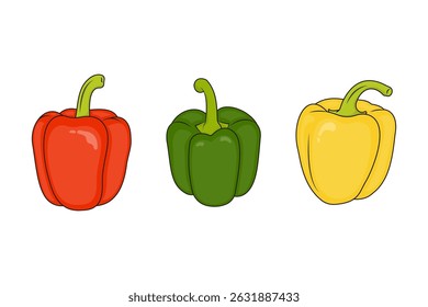 red yellow and green peppers, paprika illustration 