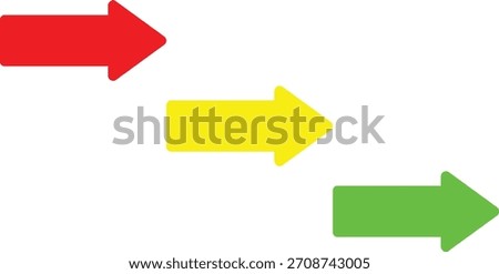 Red yellow green right arrow PNG, traffic direction arrow clipart, colorful navigation icons