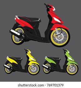 Red Yellow and Green Scooter