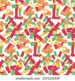 Red yellow green seamless pattern for textile design, art background torn paper confetti vector illustration for design eps