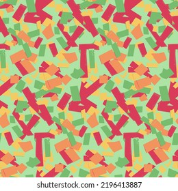 Red yellow green seamless pattern for textile design, art background torn paper confetti vector illustration for design eps