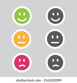 Red, Yellow, Green Smile Face Icons With Negative, Neutral And Positive Mood, Sticker, Vector, Icon.