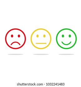 Red, yellow, green  smile vector icon flat design with shadow