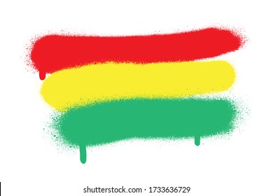 Rote, gelbe und grüne Spritzgusslinien, die Reggae-Fahne darstellen. Weißer Hintergrund.