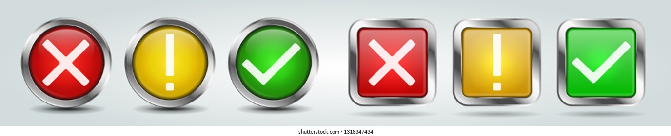 Red Yellow And Green Status Checkmark Voting Buttons