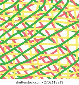 Red, yellow and green  striped package texture, for background. Colorful Christmas line drawing