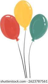 red yellow green watercolor balloons